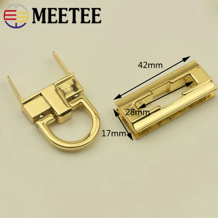 

Meetee 42x17mm Women Bag Metal Locks Buckle Fashion Twist Turn Snap Lock For Bag Purse Making DIY Replacement Clasp Closure