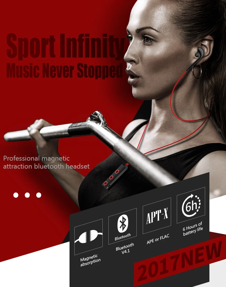 Daono Магнитная bluetooth-гарнитура, наушники для спорта, бега, беспроводные Bluetooth наушники с микрофоном, стерео наушники для всех телефонов