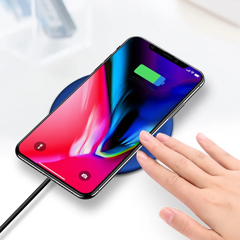 5W9V Быстрое беспроводное зарядное устройство для Samsung Galaxy S6 S7 Note 8 мобильный телефон круглый зарядный коврик для iPhone XS Max XR X 8 Plus