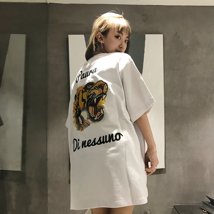 Летняя футболка женская хлопковая Футболка Harajuku с принтом в Корейском стиле Ulzzang