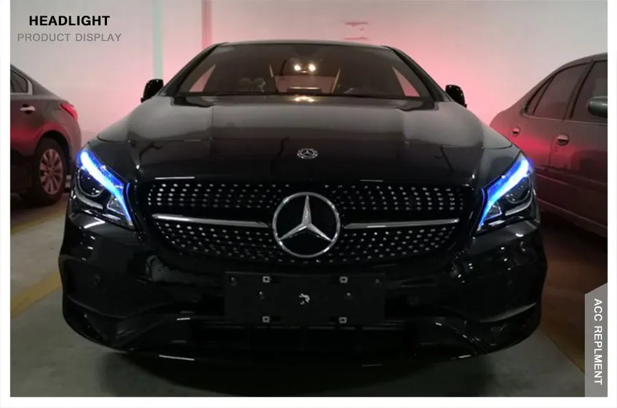 2 шт. светодиодный фары для Mercedes-Benz CLA- светодиодный Автомобильные фары ангельские глазки все светодиодный комплект протовотуманная подсветка Габаритные огни