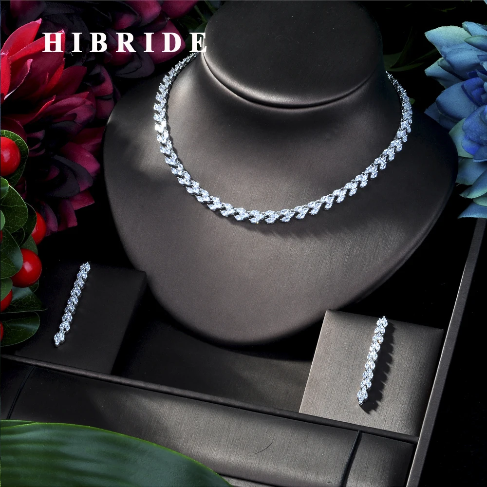 

HIBRIDE Fashion AAA Red Cubic Zircon Wedding Bridal Jewelry Sets ,Earrings Necklace Bracelet Full Set,Promotion N-219