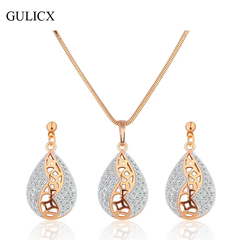Женский комплект ювелирных изделий GULICX золотистого цвета с подвеской из