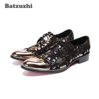 batzuzhi italy model men shoes designers leather oxford shoes men lace up pointed metal tip men dress shoes party and wedding
