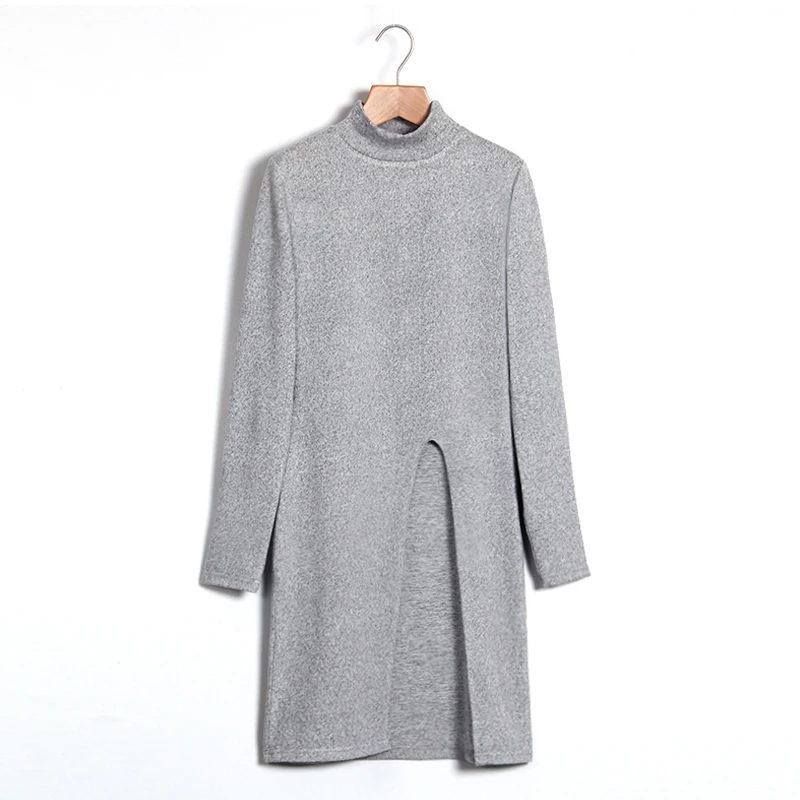 Minimalis Sweater Women Long Sleeve Top Knitted Sweaters Pullovers High Split Hem Casual Knitwear Solid Women'S Clothing LJ5765R | Женская