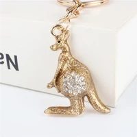 kangaroo pendant charm rhinestone crystal purse bag keyring key chain accessories wedding party holder keyfob gift