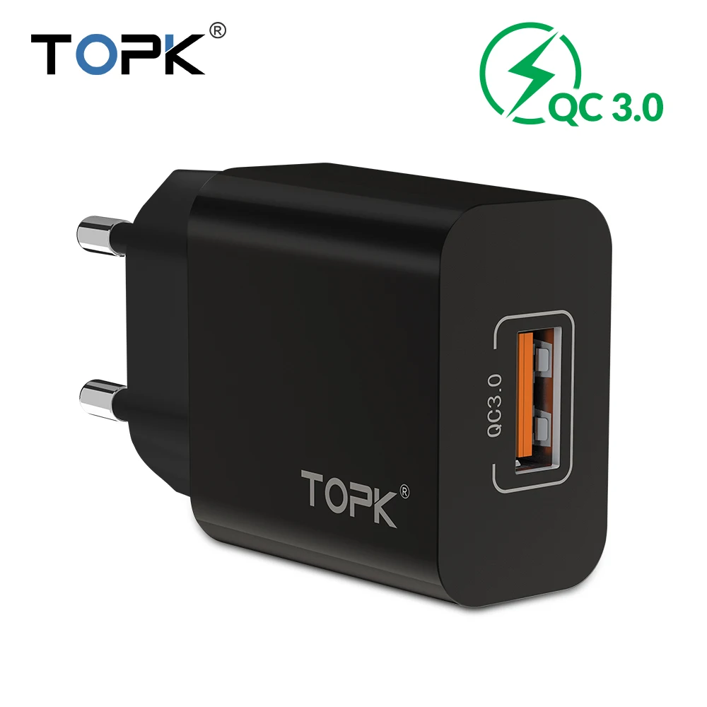 TOPK QC3.0 18 Вт ЕС USB зарядное устройство для iPhone Быстрая зарядка мобильного телефона