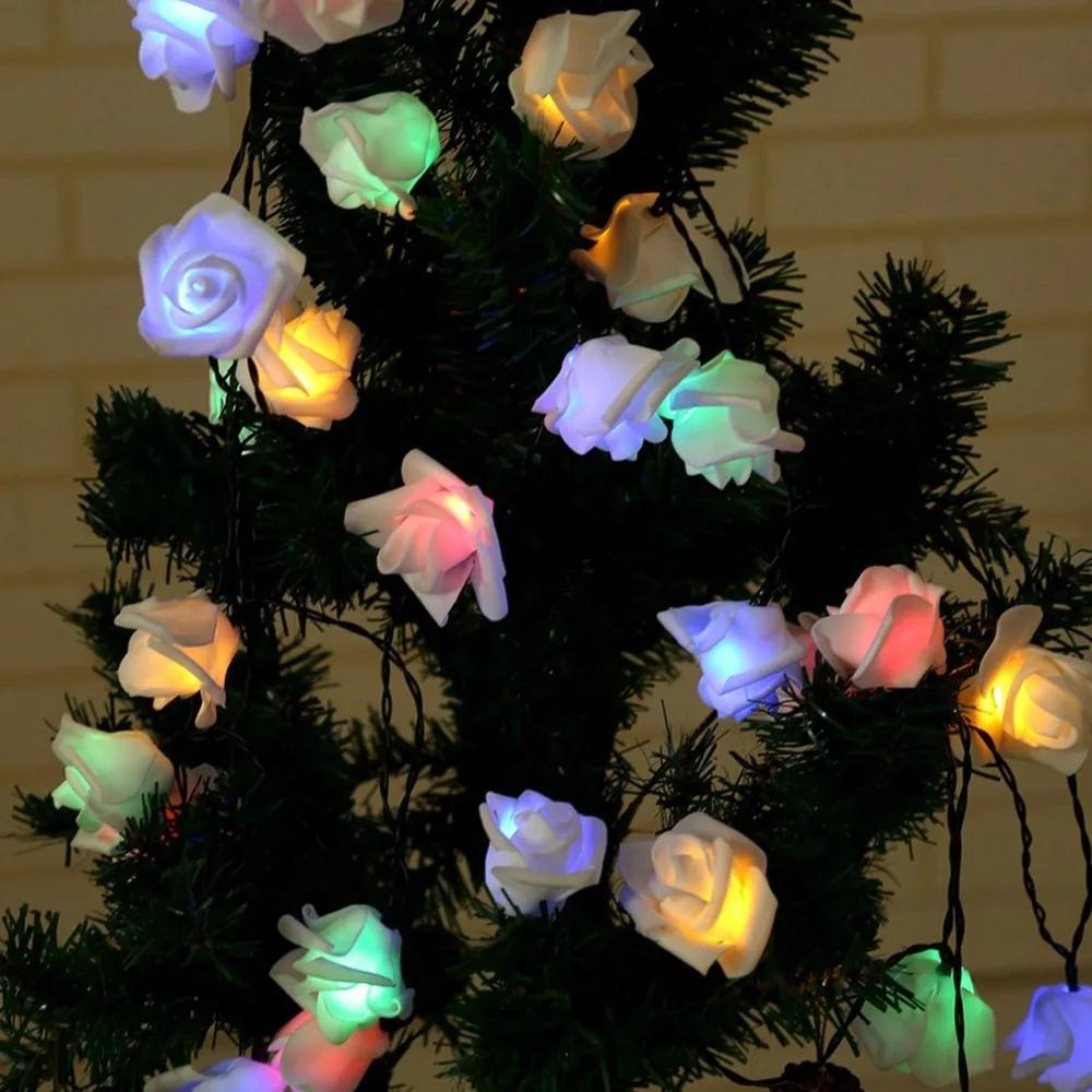 30LED Battery operated LED Rose Flower Christmas holiday String Lights for Valentine Wedding Decoration | Освещение