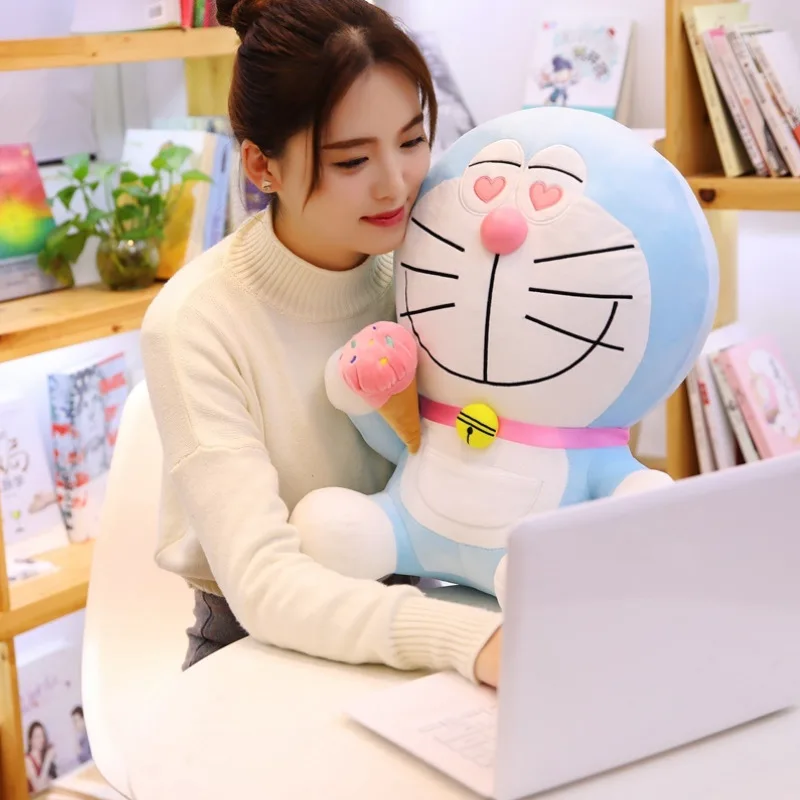 Мягкая плюшевая игрушка карамельного цвета в виде кота дораемона мягкая подушка