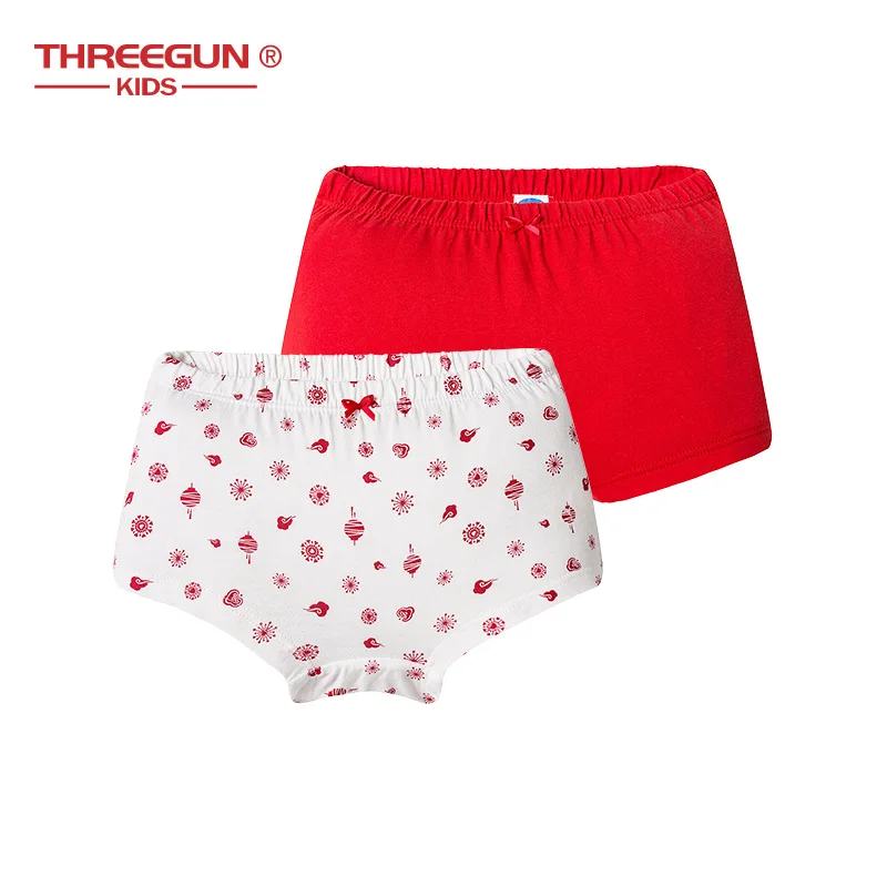 THREEGUN/детское нижнее белье для девочек; 2 шт./лот; детские трусы-боксеры; дышащие хлопковые трусы для маленьких девочек; нижнее белье в китайском стиле