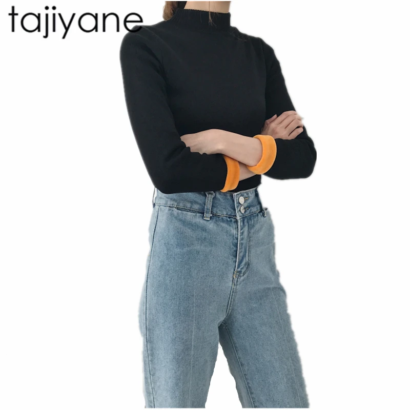 TAJIYANE New 2018 Spring Fashion Women Sweater High Elastic Solid Turtleneck Slim Bottoming Knitted Pullover LD208 | Женская одежда