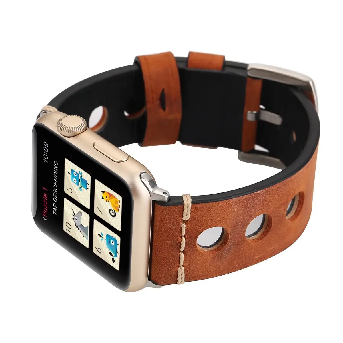 Ретро ремешок из натуральной кожи для Apple Watch Series 3 2 1 Band iWatch круглые браслеты с