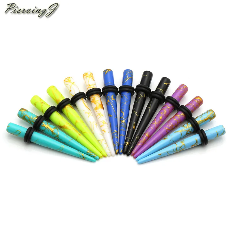 14pcs 5mm Piercingj 14 шт. Ультрафиолетовый акриловый Растяжка комплект с коническим отверстием производства 14G-3/4 набор датчиков уха с коническим отверстием производства с двойной Силиконовое уплотнительное нательное пирсинг-кольцо ювелирные изделия - Окраска металла: 14pcs 5mm
