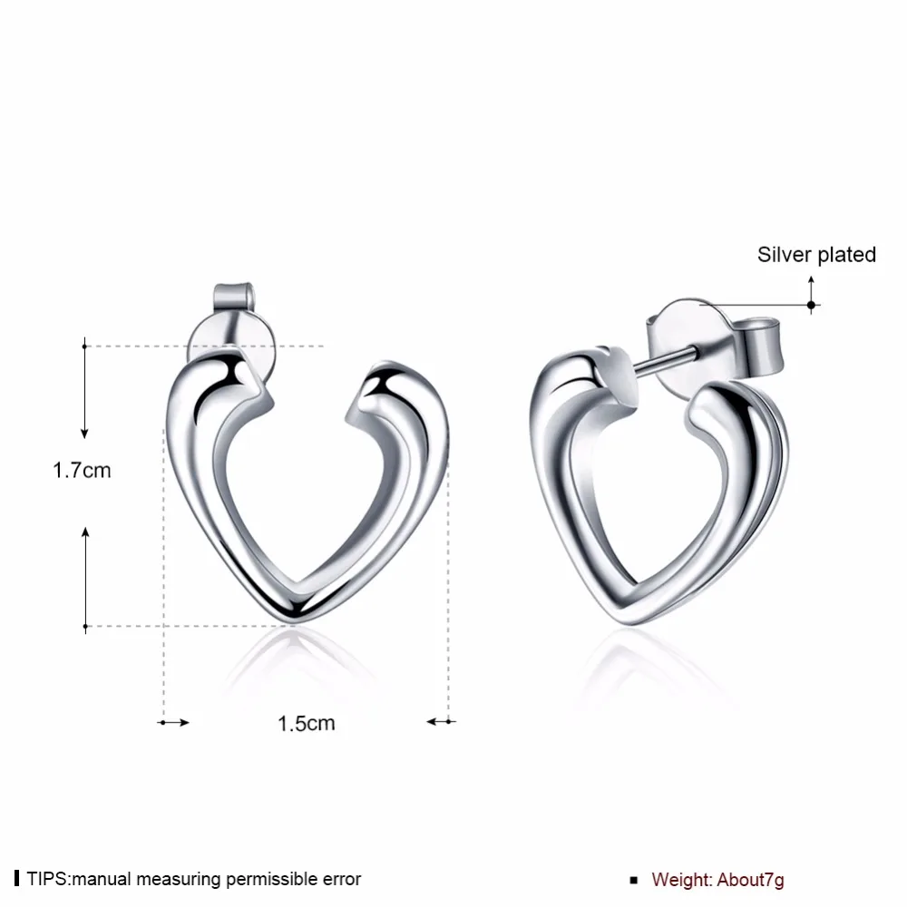 Open half - heart ear tin foreign trade silver jewelry simple nail | Украшения и аксессуары