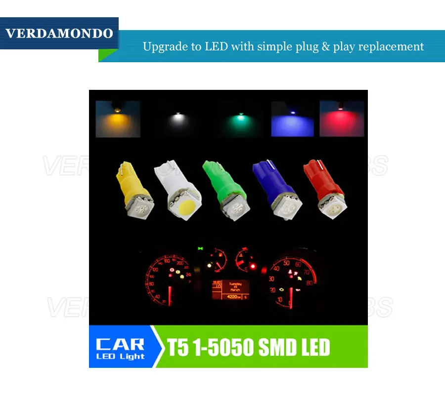 Автомобильный инструмент светодиодный светильник T5 5050 1 SMD клиновидная лампа
