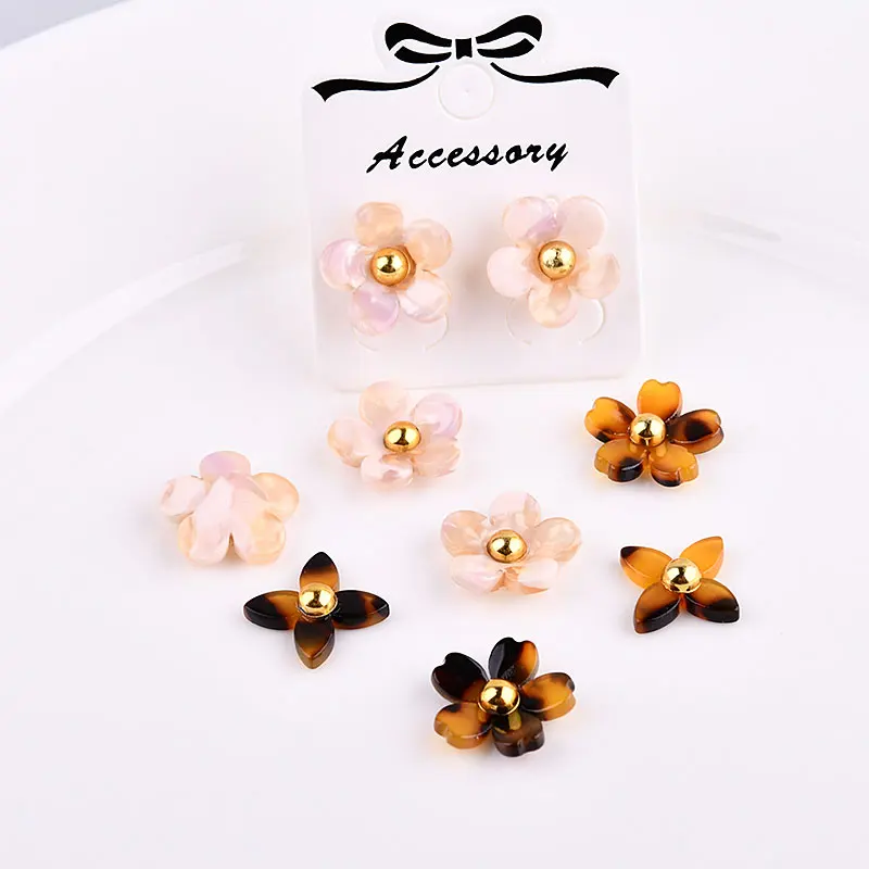 

New arrived 50pcs/lot acetic acid alloy decoration color flowers shape acrylic petal beads diy jewelry earrings pendants