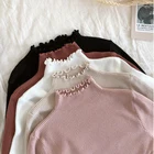 Женский свитер shintimes, облегающий пикантный Вязаный Водолазка с оборками, Высокоэластичный однотонный модный свитер сезона осень-зима 2021, женские пуловеры