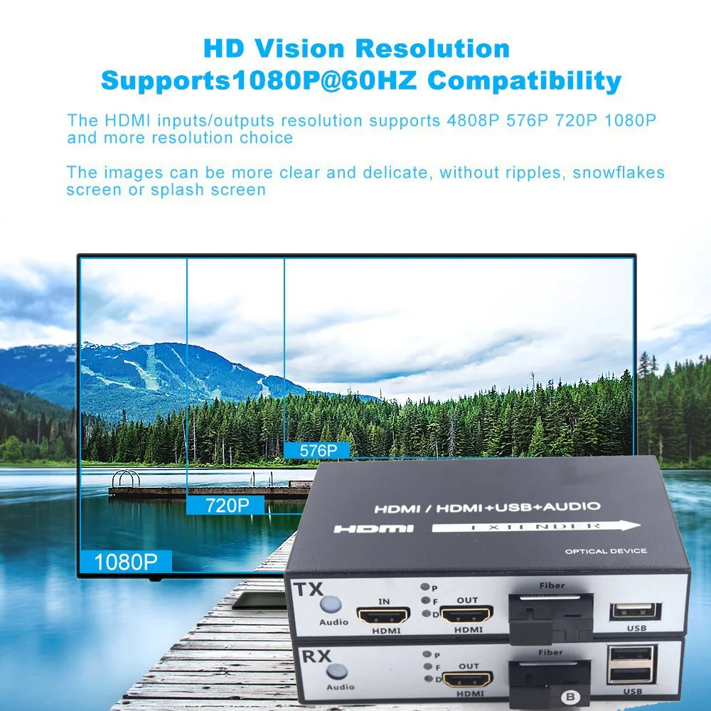 PUZHIJIE HDMI волоконно-оптический расширитель медиаконвертеры с KVM USB2.0 и loop out HD 1080p