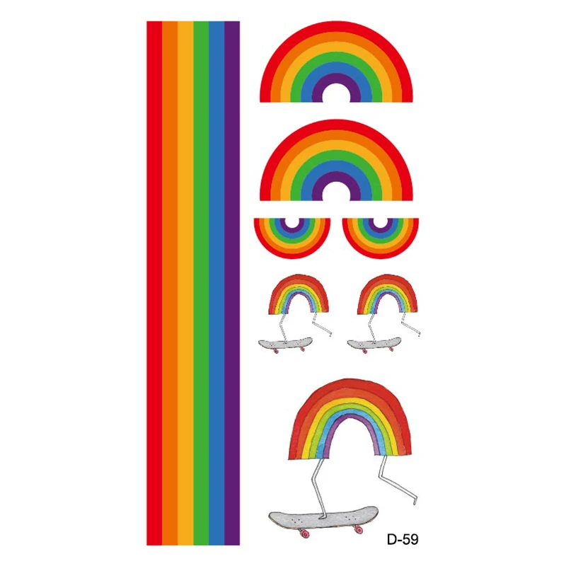 10 шт Временные татуировки радужные полосы водостойкие наклейки для тату роспись