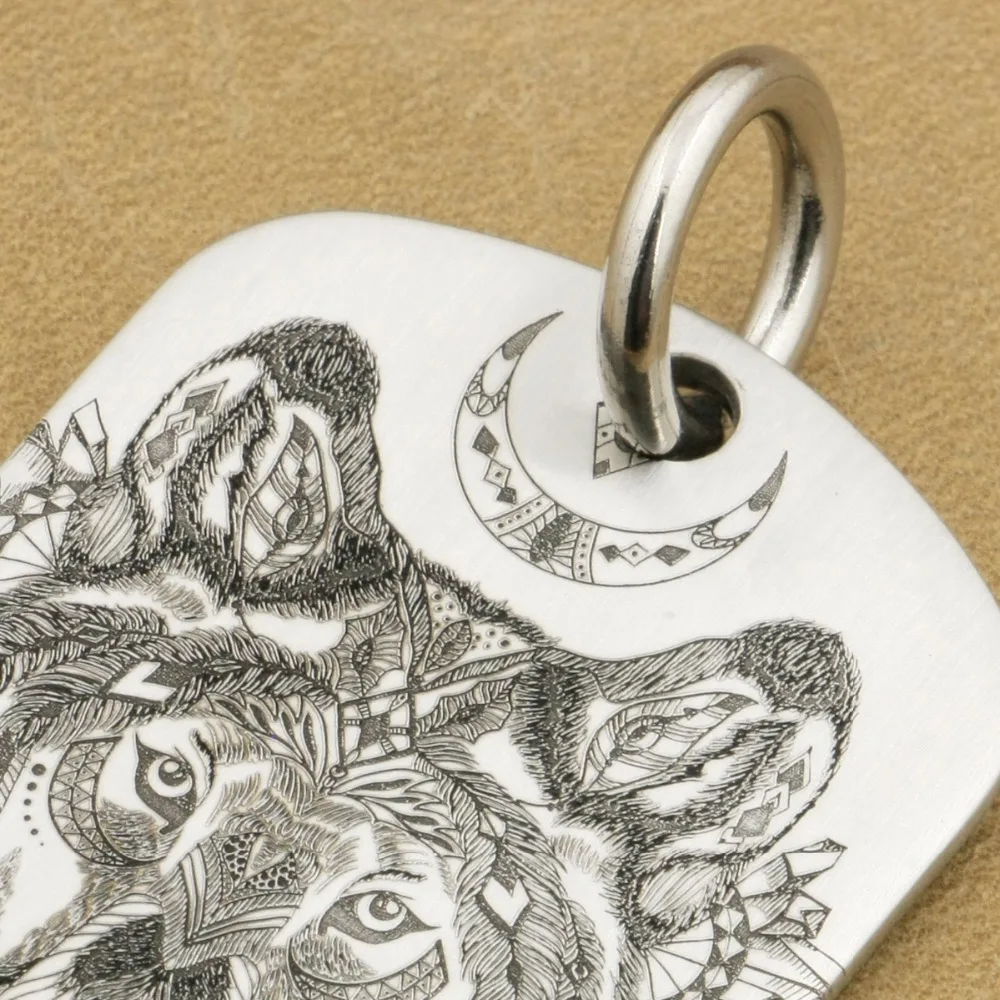 316L нержавеющая сталь высокая детализация выгравированы индийский волк Dotag мужские Байкер Рокер панк кулон 9X111 JP