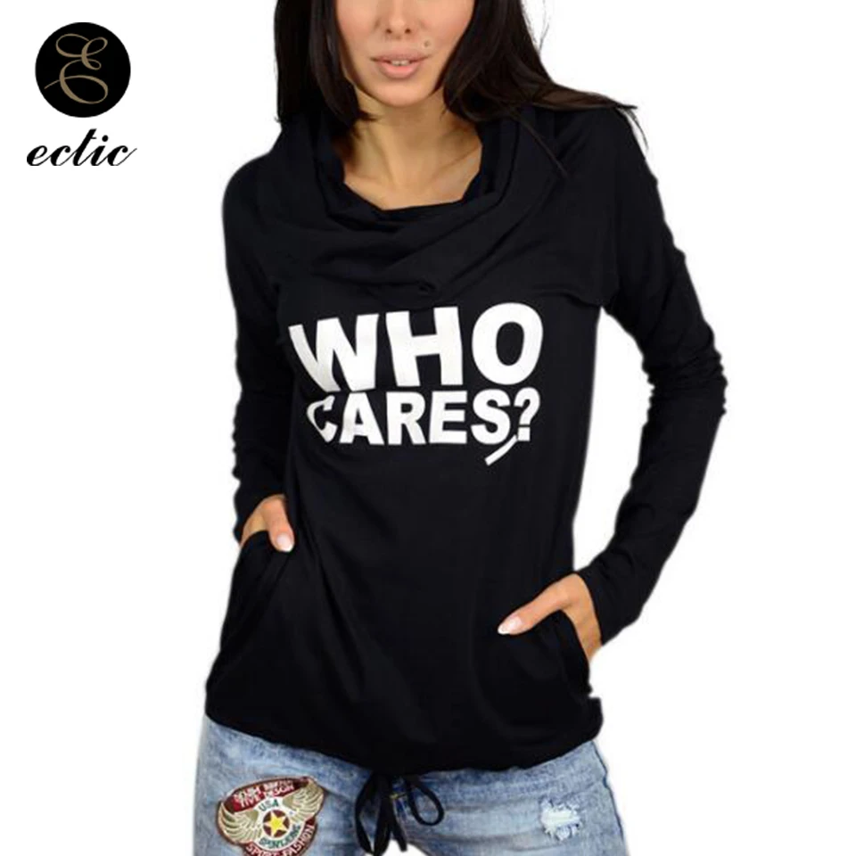 Poleron Mujer 2019 Hipster Sweatshirt Ulzzangs Turtleneck Harajuku Streetwear Women Hoodies Kangaroo Pocket Hoodie Who Cares | Женская
