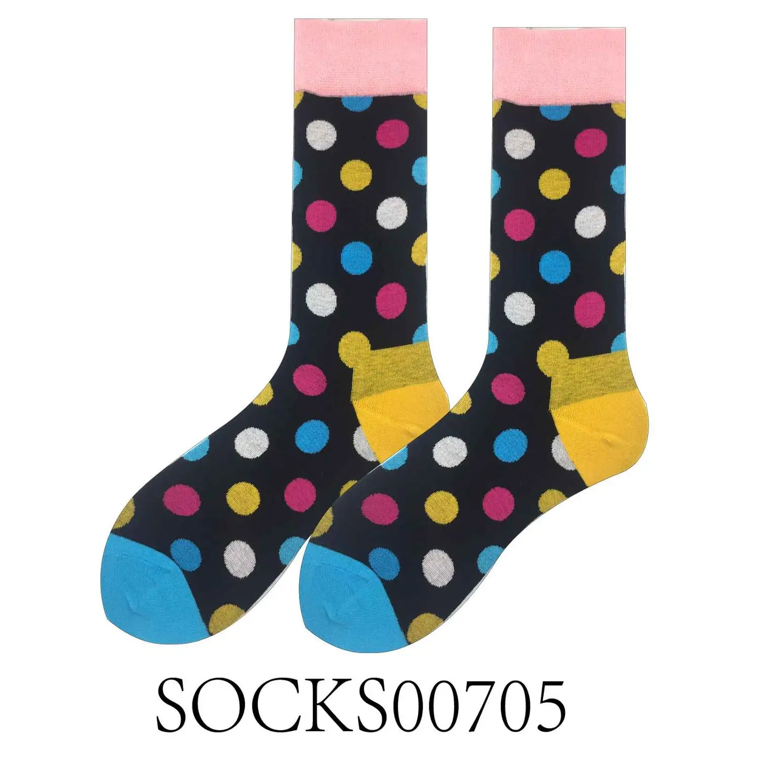 SOCKS00705 Счастливые носки весна лето осень пара чесаные хлопковые запасы Красочный Узор в горошек дышащий Свадебный костюм путешествия Вечерние - Цвет: SOCKS00705