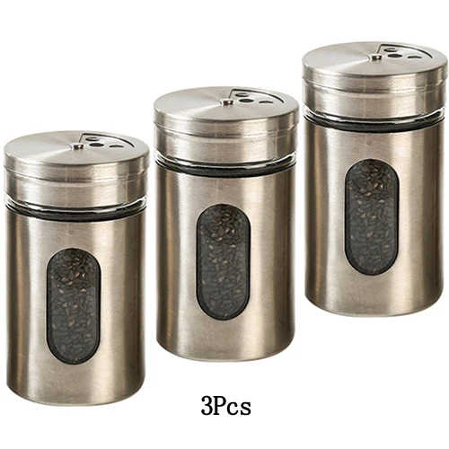 3 Piece Нержавеющая сталь для сезонных приправ коробка для хранения бутылки для специй шейкер баночки органайзер для барбекю приготовления трав кухонные аксессуары предметы - Цвет: 3 Piece