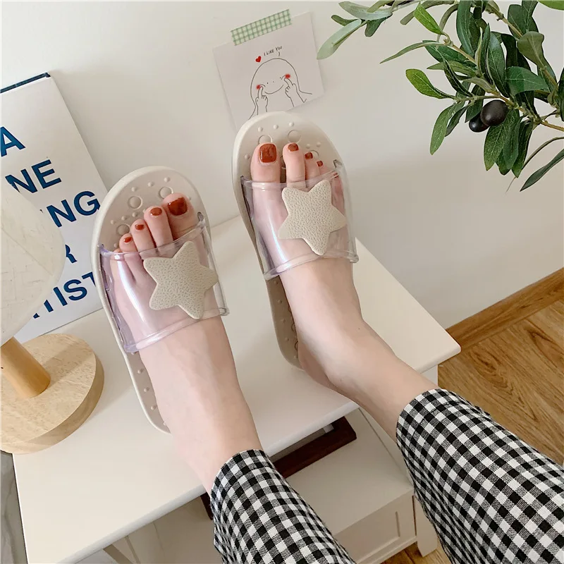 Милые шлепанцы с большой аппликацией женские прозрачные летние размеры 36-45