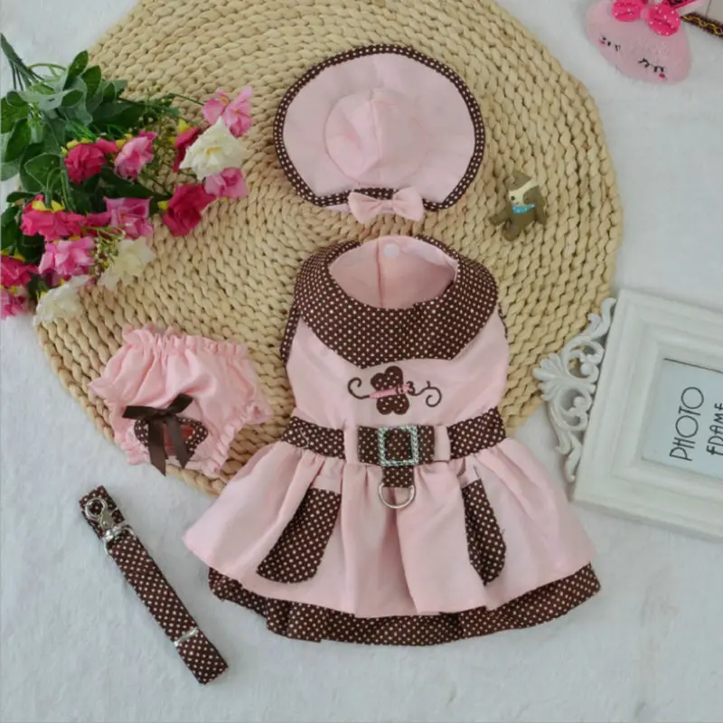 FS15 Tracked Sweety Pet dresses Set Dog Puppy Cats Dress + Harness Leash Collar Hat Headwear Physiological Sanitary Panty | Дом и сад
