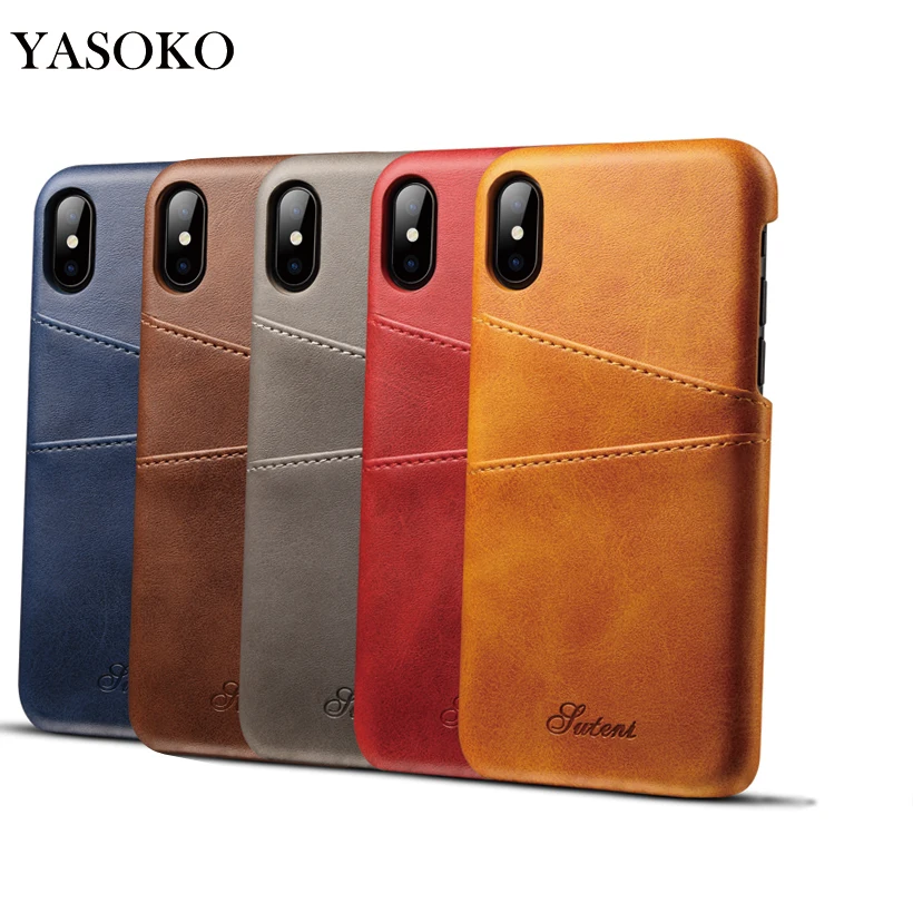 YASOKO, тонкий роскошный чехол для телефона из искусственной кожи с рисунком для iPhone X, чехол, задняя крышка для iPhone X с карманом для карт