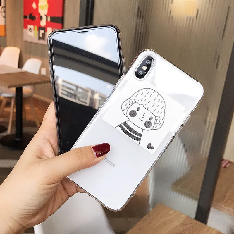 Корейский чехол для телефона iphone XS MAX XR X 8 7 6s 6 Plus прозрачный Kawaii мальчиков и