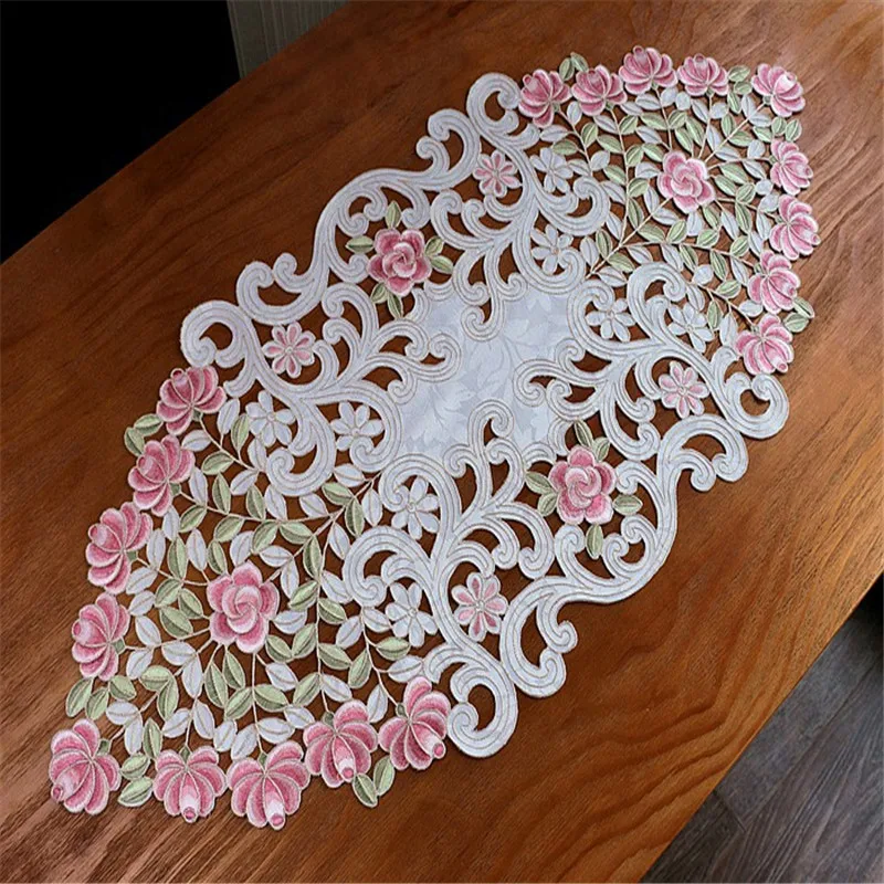 

Free Shipping Polyester Hollow Embroidery Jacquar Tablecloth Cup Mat Cover Runner Place Wedding Christmas Blanket Antependium