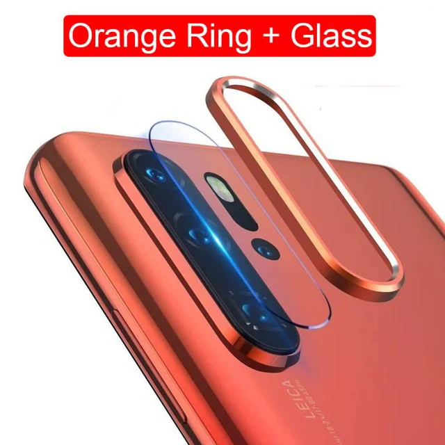 Orange ring glass Защитная кольцевая пленка для объектива камеры для huawei P30 Pro, защитная металлическая защитная крышка для объектива для huawei P30 Pro, стеклянный чехол - Цвет: Orange ring glass
