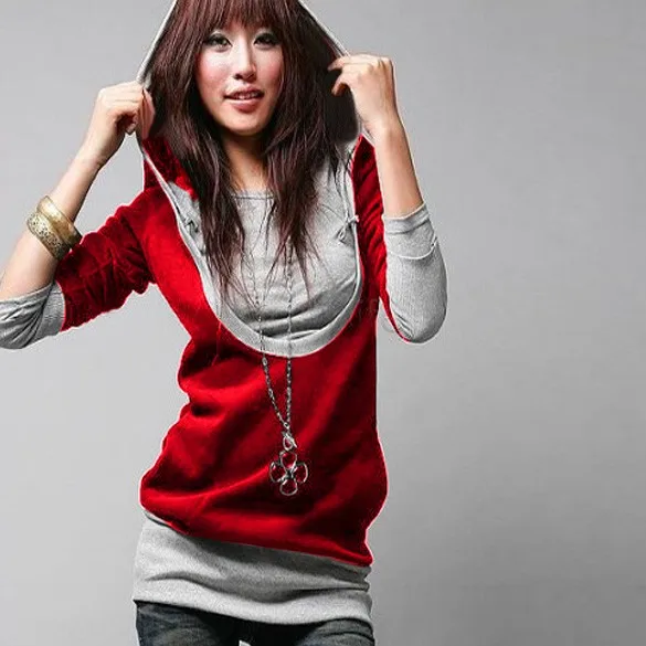 2014 Spring New Korea Women Pullovers Cotton Long Sleeve T-Shirt Patchwork Sweatershirts Tops Hoodies Coat 24 | Женская одежда