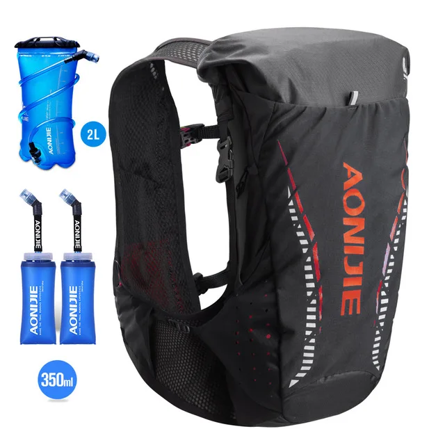 Black Red 2L 2x350ML AONIJIE 18L для мужчин и женщин Trail бег гидратации рюкзак для пеших прогулок Гонки Велоспорт Кемпинг марафон рюкзак дополнительная бутылка для сумки - Цвет: Black Red 2L 2x350ML