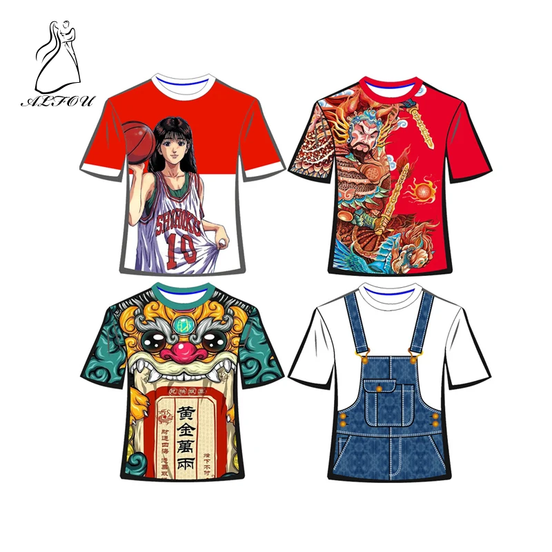 Футболка с цифровым принтом аниме футболка круглым вырезом и короткими рукавами