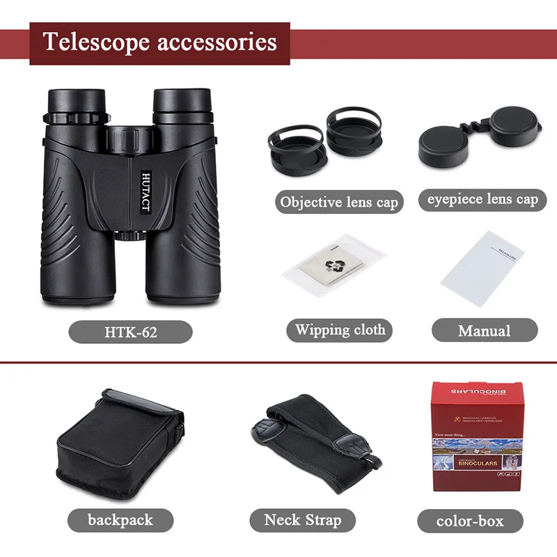 HUTACT Powerful Binoculars For Hunting Telescope 10x42 Verrekijker Telescopio BAK4 Birdwatching Optical Hiking FMC Coating | Инструменты