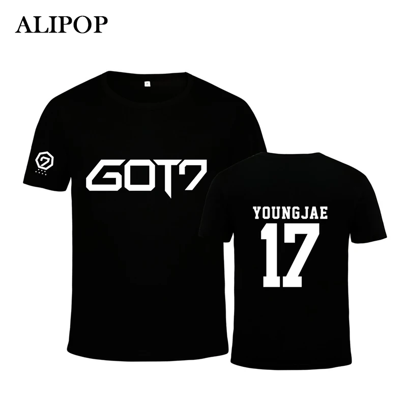 Kpop Fashion GOT7 JACKSON MARK JB JR. Футболка из жесткого хлопка с надписью FLIGHT LOG для второго