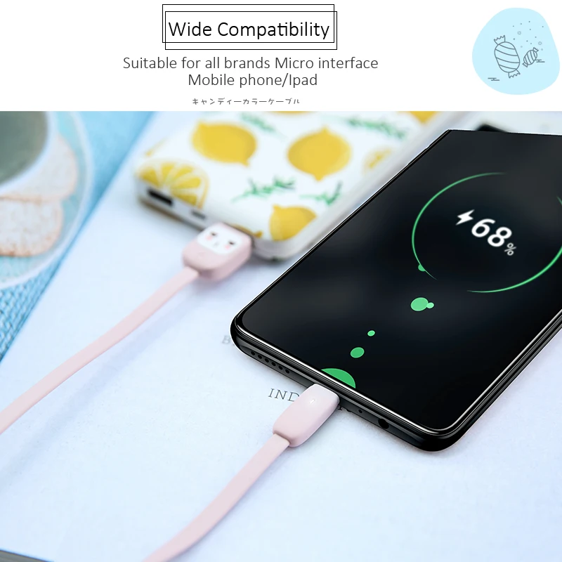 USAMS Candy мультипликационный Micro USB кабель 2A Быстрая зарядка для передачи данных Samsung