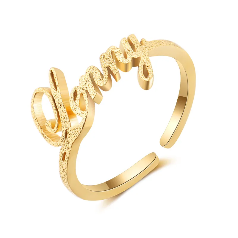 

Personalized Custom Wedding Promise Name Rings For Men &Women Fashion Name Plated CZ Rings Stainless Steel Gold Color