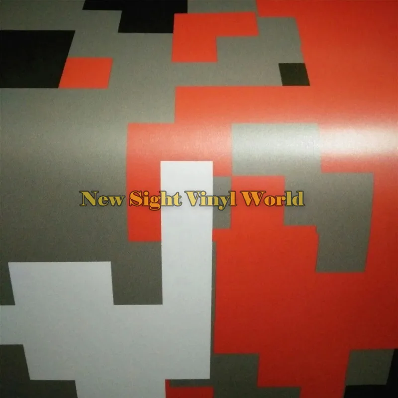 

Jumbo Digital RedCamouflage Vinyl Wrap Pixel Pattern Camo Car Film bubble Free Size:1.52x30m/Roll