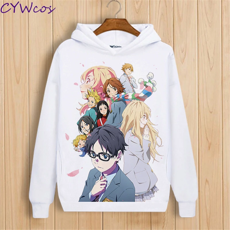 Аниме Your Lie в апреле маязоно Каори Косплей принт с длинными рукавами Топ рубашка
