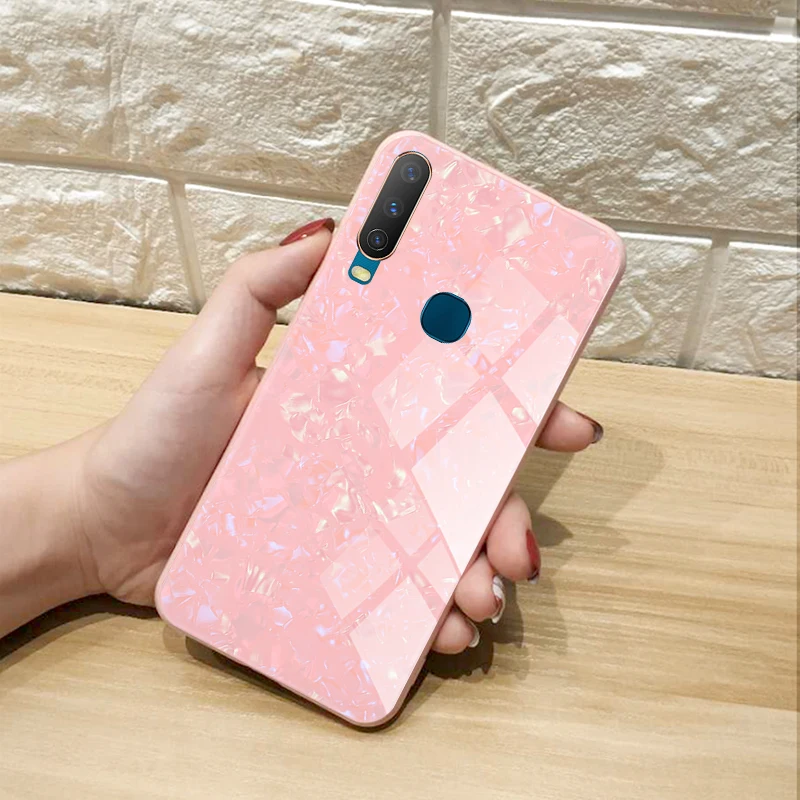 For Vivo Y15 2019 Y 15 Case Luxury Tempered Glass Hard Back Cover Soft Frame Shockproof Phone Skin |