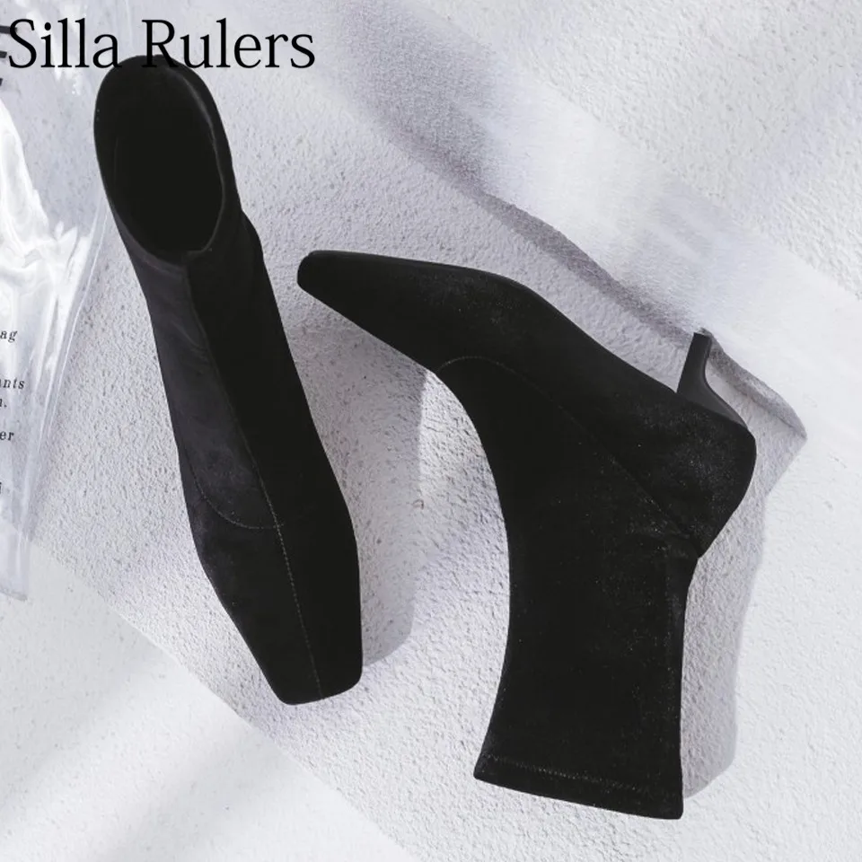 Silla liners/Новинка 2018 года вельветовые ботильоны в европейском и американском стиле