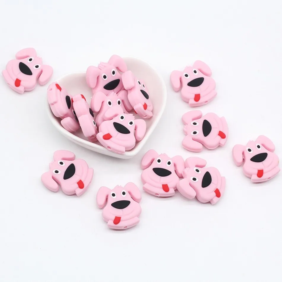 Pink 10pc 10 шт. без БФА, силиконовый бисер, Товары для малышей, игрушки для прорезывания зубов, мини-собака, Койот, лебедь, кошка, олень, Силиконовый грызунок, детский Прорезыватель - Цвет: Pink 10pc