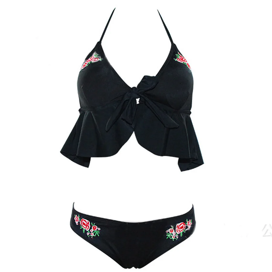 

FALLINDOLL Sexy Bikini high quality embroidery Floral Swimsuit Push Up Bikini Set Bathing Suit Swimwear Women cotton swimsuit