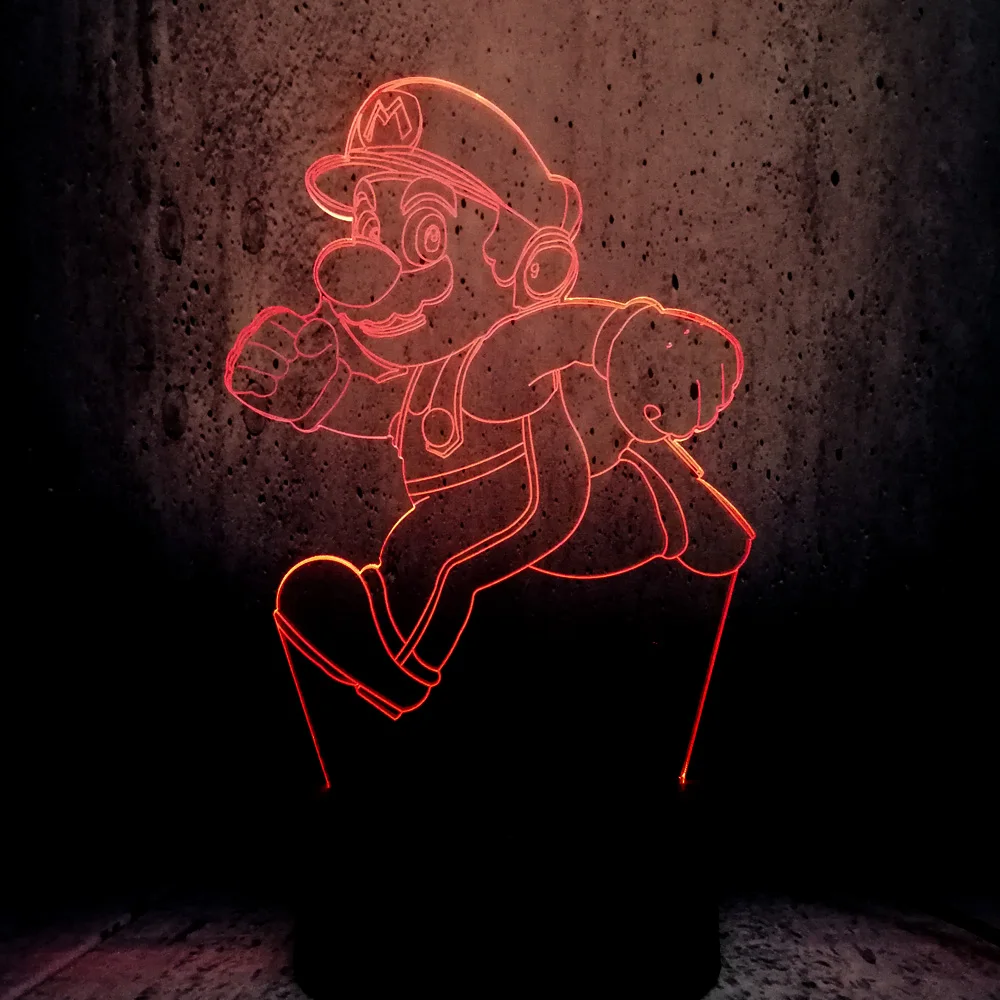 Классическая игра Супер Марио 3D LED USB лампа для бега мальчика акриловая Новинка