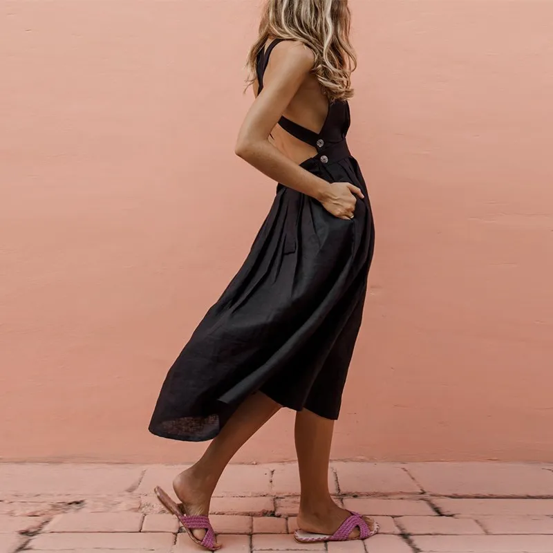 Сексуальное пляжное платье миди трапециевидной формы с перекрещивающимися