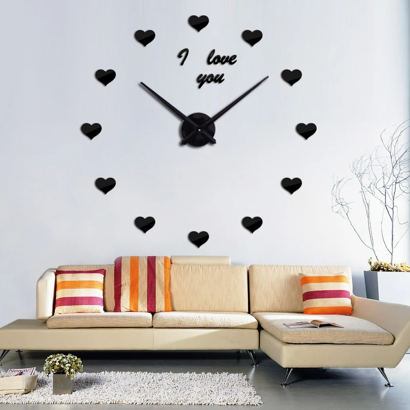 Модные настенные часы дизайн акриловых зеркальных часов европейские Diy 3d