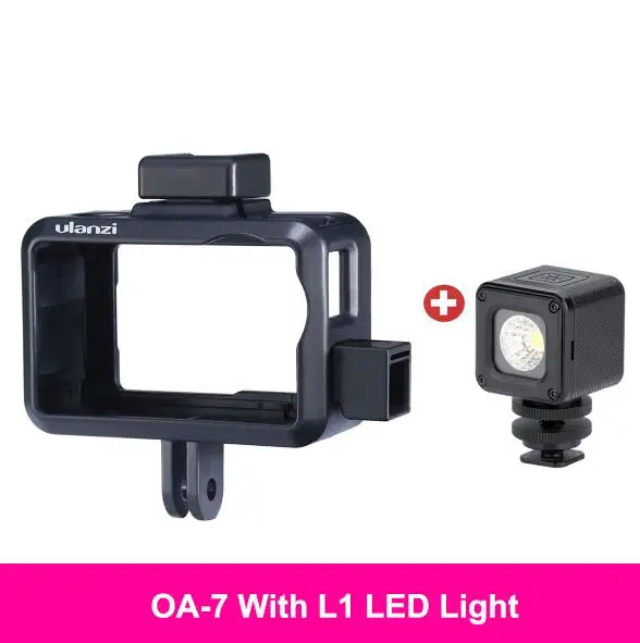 Ulanzi OA-7 Vlog корпус защитный чехол для Dji Osmo действие двойной Холодный башмак крепление для микрофона/светодиодный фотографический видео светильник - Цвет: Add L1 Light